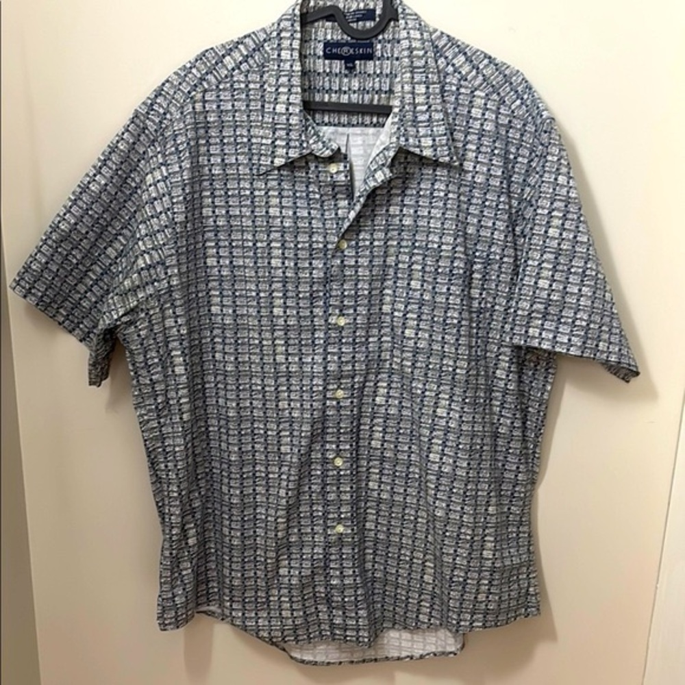 Chereskin Blue, grey and White Casual Button Down Shirt PTP 25 length 27